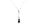 Silver Black CZ Fancy Drop Pendant & Chain