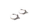 Silver Ornate Sleeper Hoop Earrings