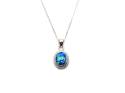 Silver Blue Created Opal Pendant & Chain