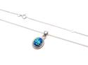 Silver Blue Created Opal Pendant & Chain