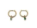 9ct Yellow Gold Emerald Drop Hoop Earrings