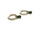 9ct Yellow Gold Emerald Drop Hoop Earrings