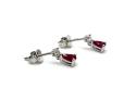 9ct White Gold Ruby & Diamond Drop Earrings