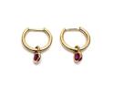 9ct Yellow Gold Ruby Drop Hoop Earrings