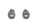 9ct Yellow Gold Aquamarine & Diamond Earrings