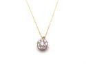 18ct Yellow Gold Diamond Cluster Pendant & Chain