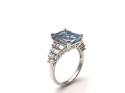 18ct White Gold Aquamarine & Diamond Cluster Ring