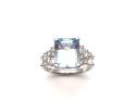 18ct White Gold Aquamarine & Diamond Cluster Ring