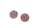 Silver Etched Flower Disc Stud Earrings