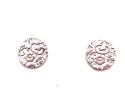 Silver Etched Flower Disc Stud Earrings