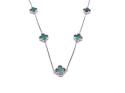 Silver Multi Green Clover Necklet 28 Inch