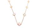 Gold Plated Mother Of Pearl Clover Necklet 28 Inch