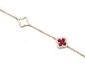 9ct Yellow Gold Ruby & Diamond Clover Bracelet