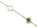 9ct Yellow Gold Emerald & Diamond Clover Bracelet