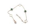 9ct Yellow Gold Emerald & Diamond Clover Bracelet