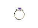 9ct Yellow Gold Amethyst & Diamond 3 Stone Ring