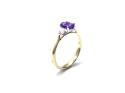 9ct Yellow Gold Amethyst & Diamond 3 Stone Ring