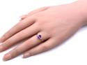 9ct Yellow Gold Amethyst & Diamond 3 Stone Ring