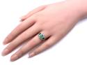 18ct Yellow Gold Emerald & Diamond Halo Ring