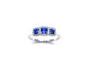 Platinum Sapphire & Diamond 3 Stone Halo Ring