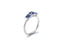 Platinum Sapphire & Diamond 3 Stone Halo Ring