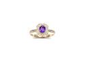 9ct Yellow Gold Amethyst & Diamond Halo Ring