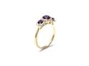 9ct Yellow Gold Amethyst & Diamond 3 Stone Ring