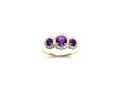 9ct Yellow Gold Amethyst & Diamond 3 Stone Ring