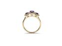 9ct Yellow Gold Amethyst & Diamond 3 Stone Ring