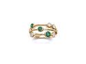 9ct Yellow Gold Emerald & Diamond Bubble Ring