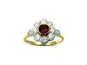 18ct Yellow Gold Ruby & Diamond Cluster Ring 0.60c