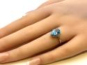 9ct Blue Topaz & Diamond Cluster Ring 0.12ct