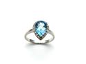 9ct Blue Topaz & Diamond Cluster Ring 0.12ct