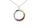 9ct Multi Sapphire & Diamond Pendant & Chain