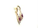 9ct Yellow Gold Ruby & Diamond Drop Stud Earrings