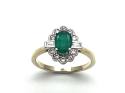 9ct Yellow Gold Emerald & Diamond Cluster Ring