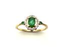 9ct Yellow Gold Emerald & Diamond Halo Ring