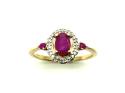 9ct Yellow Gold Ruby & Diamond Halo Ring