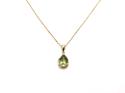 9ct Yellow Gold Peridot & Diamond Pendant & Chain