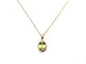 9ct Peridot & Diamond Cluster Pendant & Chain