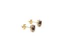 9ct Yellow Gold Garnet & Diamond Cluster Earrings