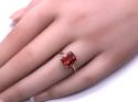 9ct Red Andesine & Diamond Ring