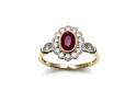 9ct Yellow Gold Ruby & Diamond Halo Ring