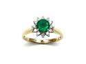 9ct Yellow Gold Emerald & Diamond Halo Ring