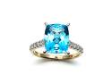 9ct Yellow Gold Blue Topaz & Diamond Ring