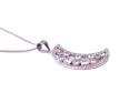 Silver CZ Crescent Moon Pendant & Chain