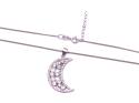 Silver CZ Crescent Moon Pendant & Chain