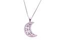 Silver CZ Crescent Moon Pendant & Chain