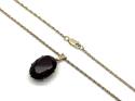 9ct Yellow Gold Garnet Pendant & Chain