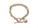 9ct Yellow Gold Heart T-Bar Bracelet